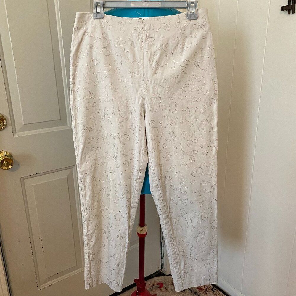 Talbots Stretch Straight Leg Embordered Womens Slacks Size 12